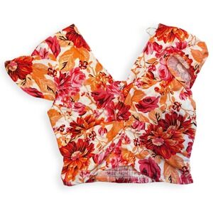 Japna Twisted Front Floral Crop Top Size Small‎